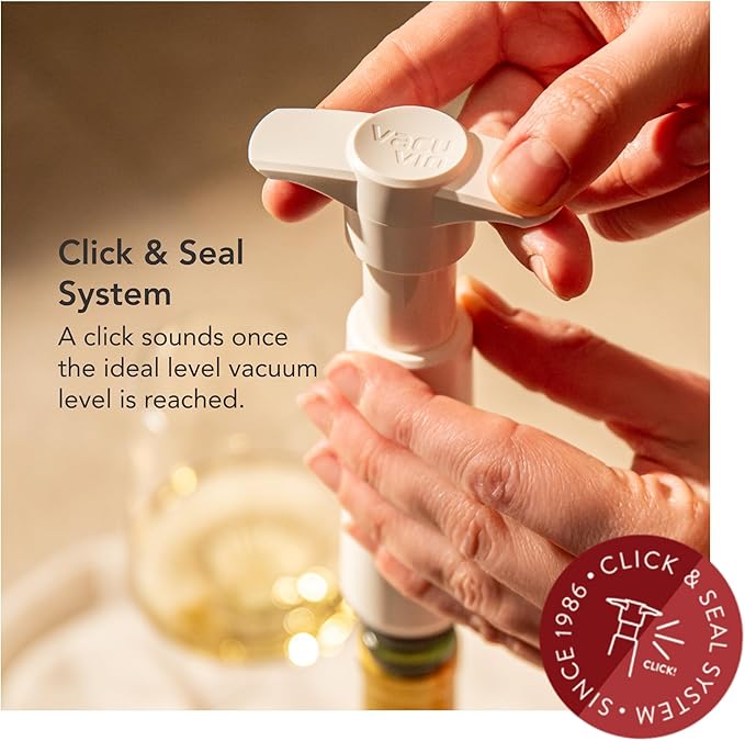 Vacu Vin Original Wine Saver with 1 Vacuum Bottle Stopper – Wine Preserver Pump for Red or White Wine – Manual Air Remover System – Airtight Seal – Keep Wine Fresh Longer – White