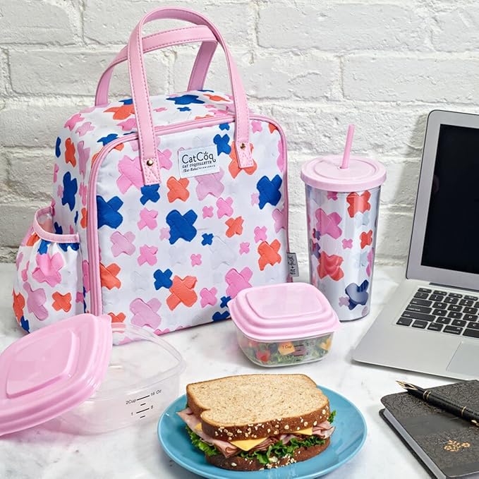 Fit & Fresh Lunch Bag For Women, Insulated Womens Lunch Bag For Work, Leakproof & Stain-Resistant Large Lunch Box For Women With Containers, Tumbler and Ice Pack, Zipper Closure Wichita Bag X Spot