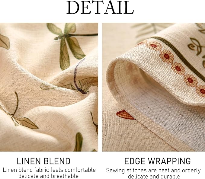 ISAENNE Designer Floral Linen Table Cloth for Rectangle Table,French Off White Elegant Tablecloth,Washable Home Decor Tablecloths for Dining Thanksgiving Kitchen Christmas,55"*79"-Grace B