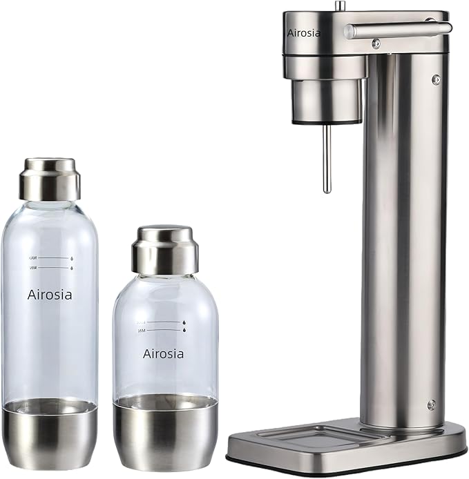 PET Stainless Steel Reusable Soda Maker Bottle, BPA-Free and Non-Toxic, Compatible with Airosia Soda Machine (1L and 0.5L)