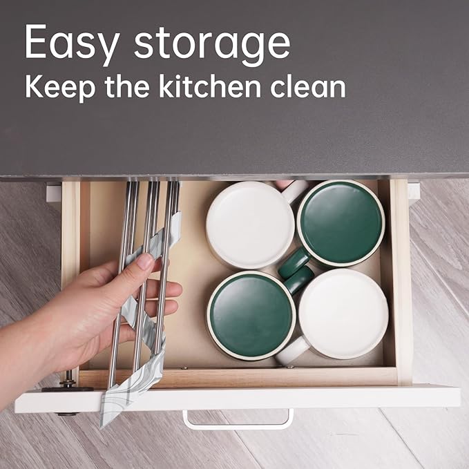 Tomorotec Marble Triangle Roll-Up Dish Drying Rack for Sink Corner - Small, Foldable, Stainless Steel, Multipurpose Kitchen Drainer Caddy, Trivet, Rustproof Organizer, Storage Shelf