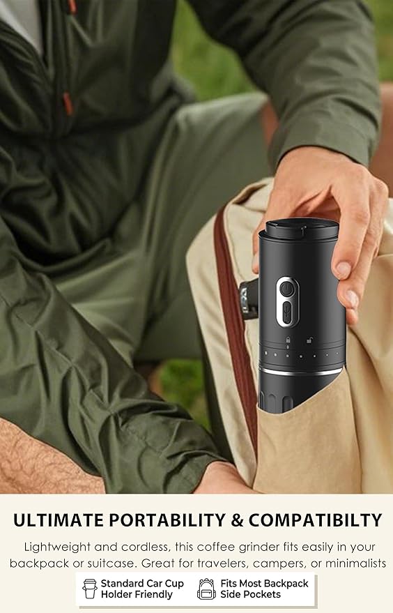 Portable Coffee Maker, Travel Coffee Maker, Portable Battery Pour Over Set, Rechargeable Coffee Maker with Electric Grinder & Insulated Mug for Travel, Camping, Car
