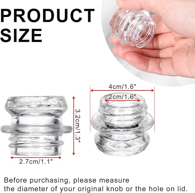 6 Pack Coffee Percolator Glass Top Replacement, Clear Coffee Filter Glass Knob for Electric and Stove Pots, Heat-Resistant Percolator Parts Camping Accessories for Coffee Filter and Makers