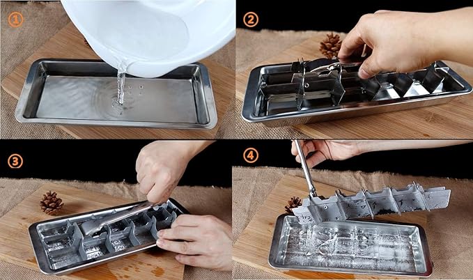Stainless Steel Ice Cube Maker Tray,Lever Style Ice Cube Mold Quick To Making 18 Ice Cubes