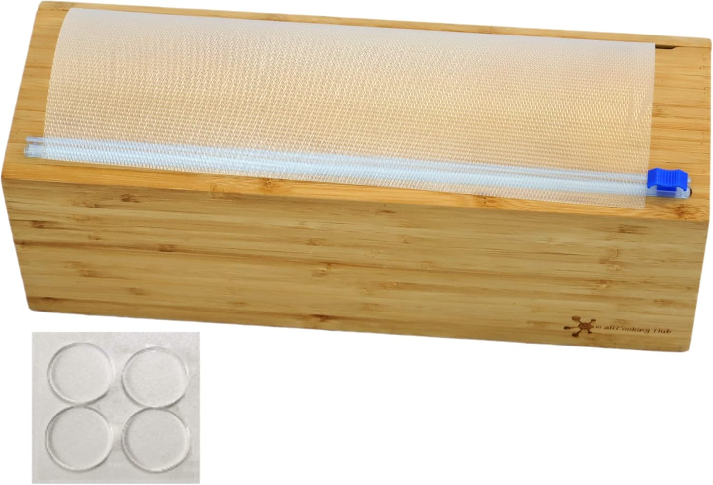 Vacuum Sealer Bag Roll Dispenser with Slide Cutter - Reusable Bamboo Vacuum Bag Dispenser Fits Most 50 ft Food Saver Bags Rolls, Most 12" Rolls of Plastic Wrap, Aluminum Foil and Wax Paper