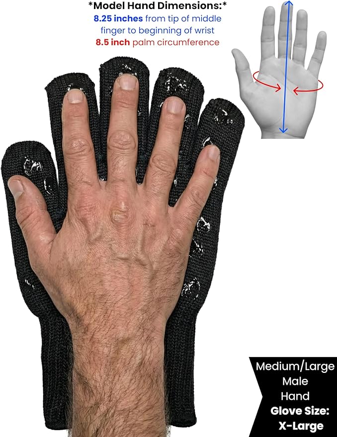Grill Armor Oven Gloves with Fingers – Extra Long Cuff, 932°F Heat, Fire & Cut Resistant Mitts for BBQ, Grill, Cooking, Grilling, Baking & Smoker