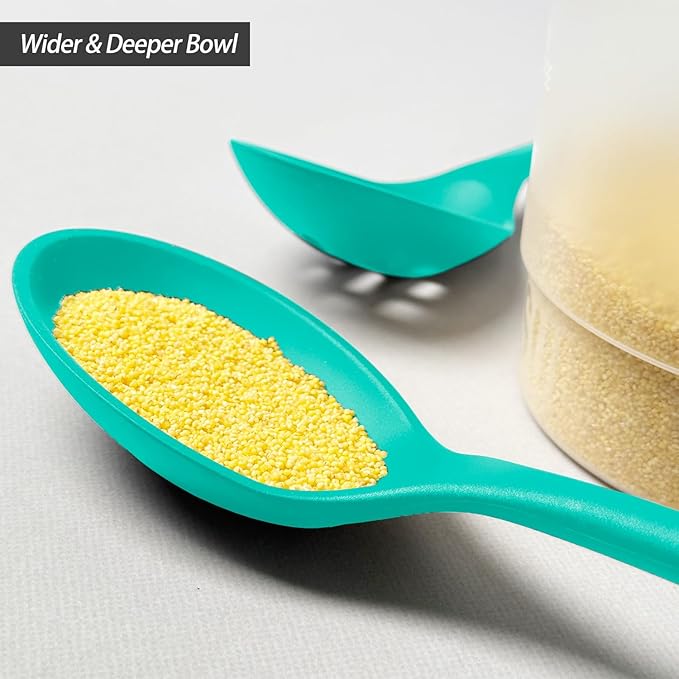 Silicone Spoons for Cooking - Extra Large Kitchen Spoons for Mixing, Serving, & Stirring - 600°F Heat-Resistant Non Stick Utensils Ladle & Skimmer- Dishwasher Safe, Teal