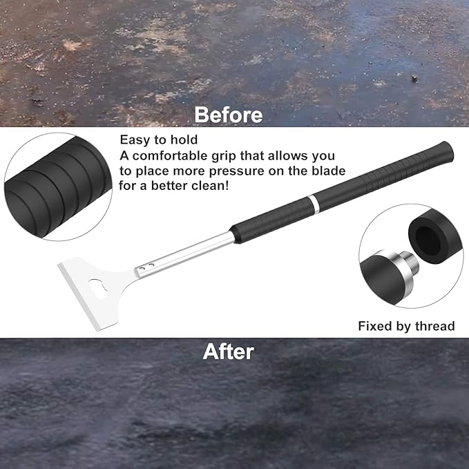 Extra Length Griddle Scraper,Griddle Cleaning Scraper with 16" 7 Handle,Heavy Duty Stainless Steel Grill Scraper,Flat top griddles Grill Accessories Cleaning Kit for Indoor,Outdoor