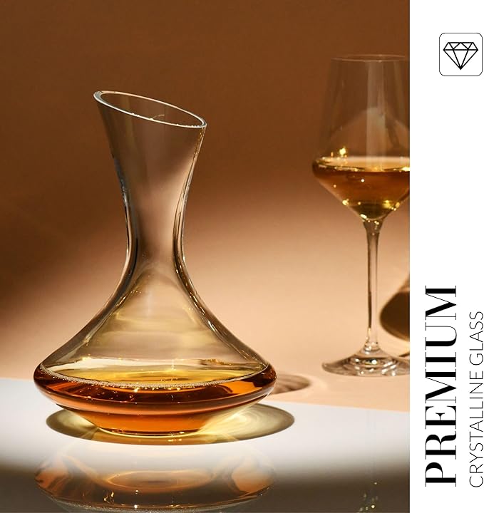 Krosno Handmade Decanter Wine Carafe, 25,4 oz, Ideal Gift for a Special Occasion, Wine Aerator, Crystalline glass, Lead-free, Handwash Only, Made in Europe