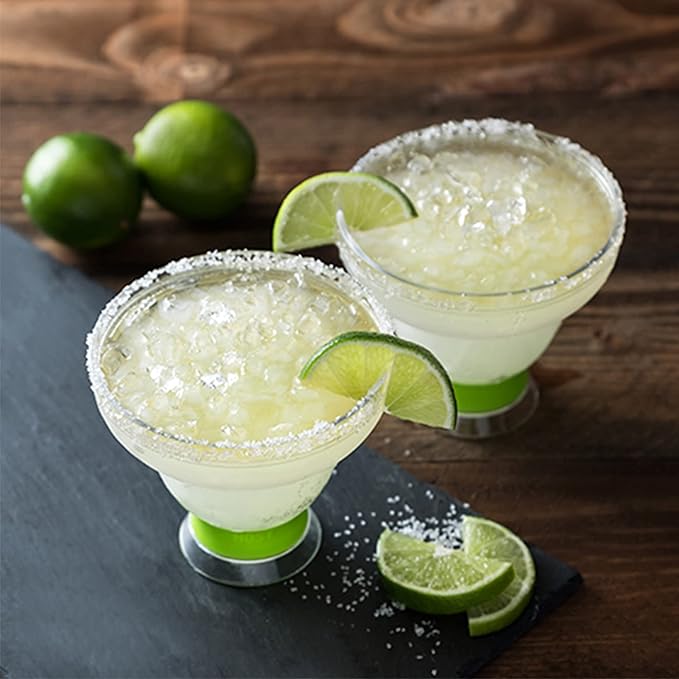 HOST Freeze Stemless Margarita Glasses Double Walled Insulated Gel Chiller Plastic Margarita Cups - Frozen Cocktail Glass, Set of 1, 12 oz, Green