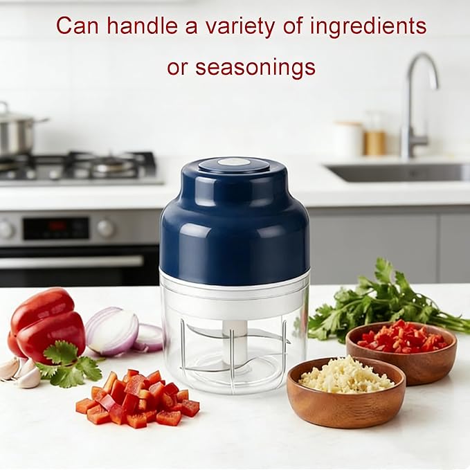 2026 Upgraded Electric Mini Garlic Chopper - Portable USB Rechargeable Food Processor, Cordless Small Vegetable Mincer & Grinder for Garlic, Onion, Ginger, Chili (Purple)