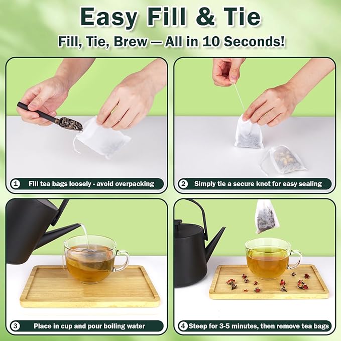 600Pcs Disposable Tea Bags for Loose Leaf Tea, Empty Tea Filter Bags for Cooking, Infuser Sachets for Spice, Coffee, Herb and More (3.54x2.75 Inch)