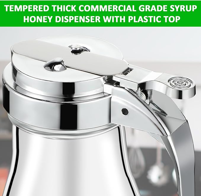 4 Pack Syrup Dispensers Glass Honey Jar Bottle Maple Sugar Dispenser 6 oz Retracting Spout Syrup Containers Pitcher For Milk Coffee Home Restaurant Kitchen Bar Oil Condiment (Simple Style)