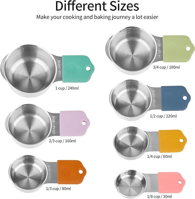 Measuring Cups and Spoons Set 16, Metric & US Stainless Steel Magnetic Measuring Cups and Spoons Set for Baking & Kitchen, Dry & Liquid Metal Measure Cups & Spoons with Leveler