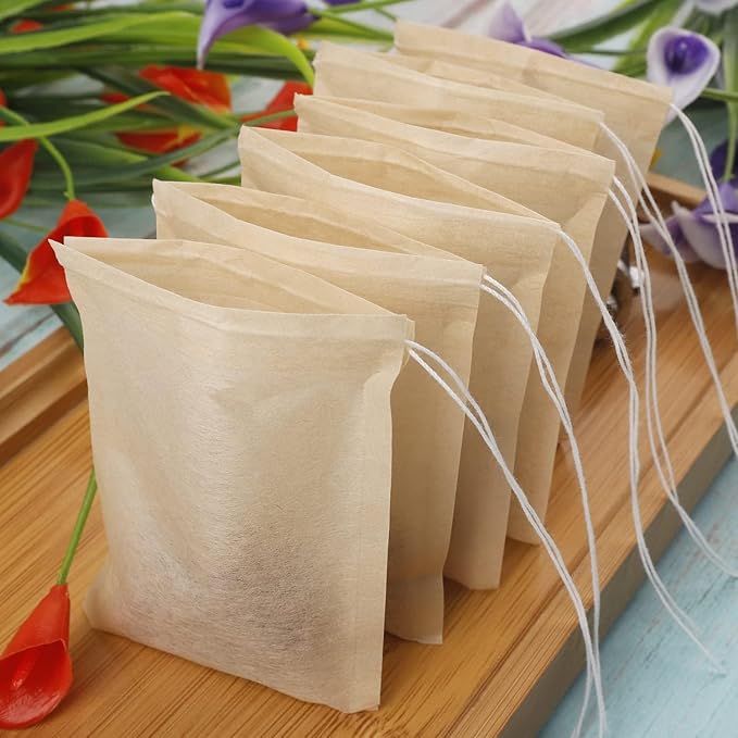100 PcsTea Filter Bags, Tea Bags for Loose Leaf Tea Safe & Natural Material, Disposable Tea Infuser for Loose Leaf Tea, Coffee, Spice, Herbs (3.2 x 4.0 inch)
