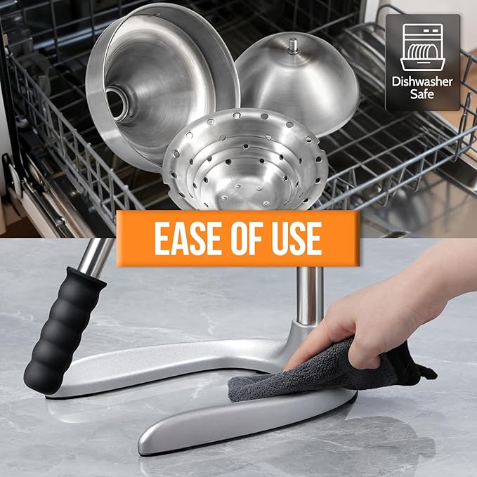 Manual Juicer, Sopito Effortless Stainless Steel Juicer Press Heavy Duty Citrus Squeezer for Orange Lemon Grapefruit Pomegranate, Easy to Clean