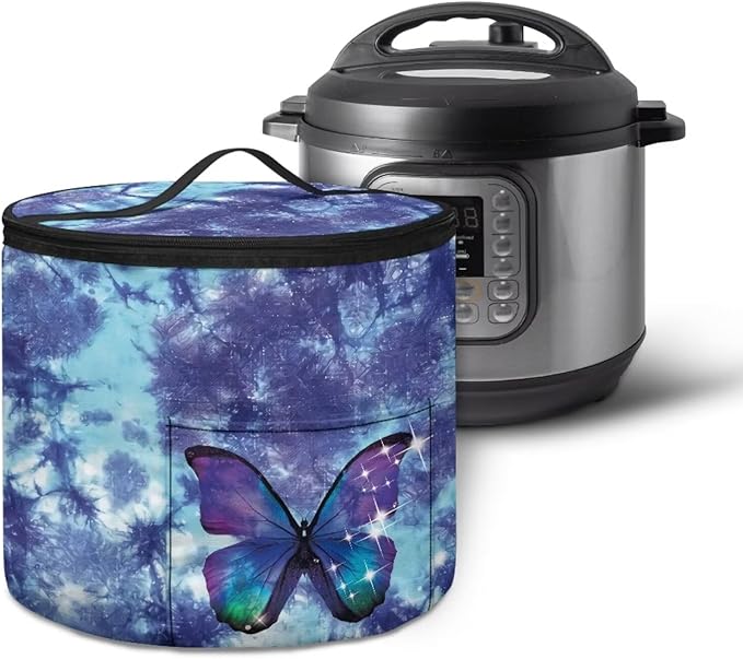 Electric Pressure Cooker Insulation Bag Effective Insulation Pressure Cooker Insulation Bag Enclosed on the Bottom, Butterfly Blue Tie Dye