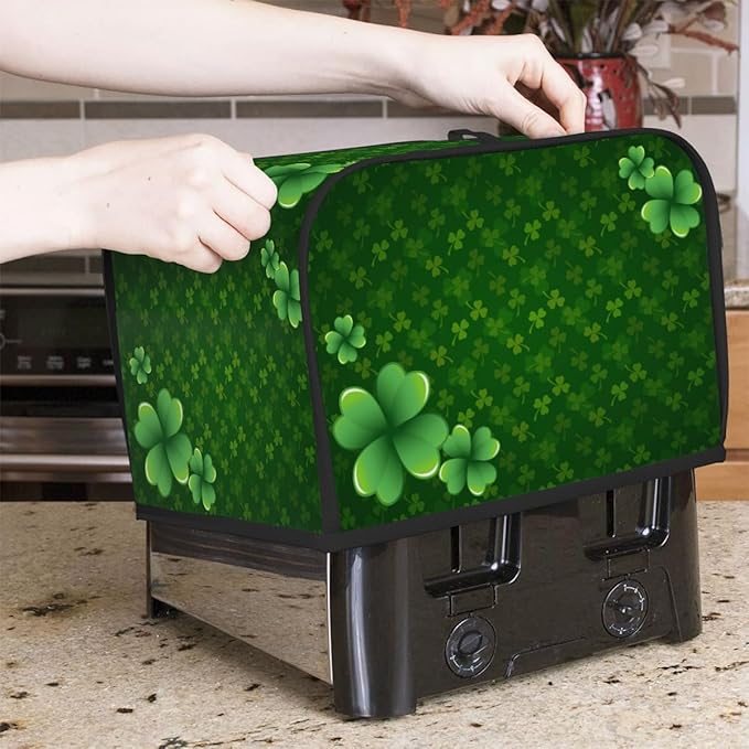 Happy St. Patrick Green Holiday Toaster Cover 2 Slice Dust and Fingerprint Protection Toaster Bread Maker Covers Washable Kitchen Appliance Covers for Kitchen Accessories Decor Bakeware Women Gift