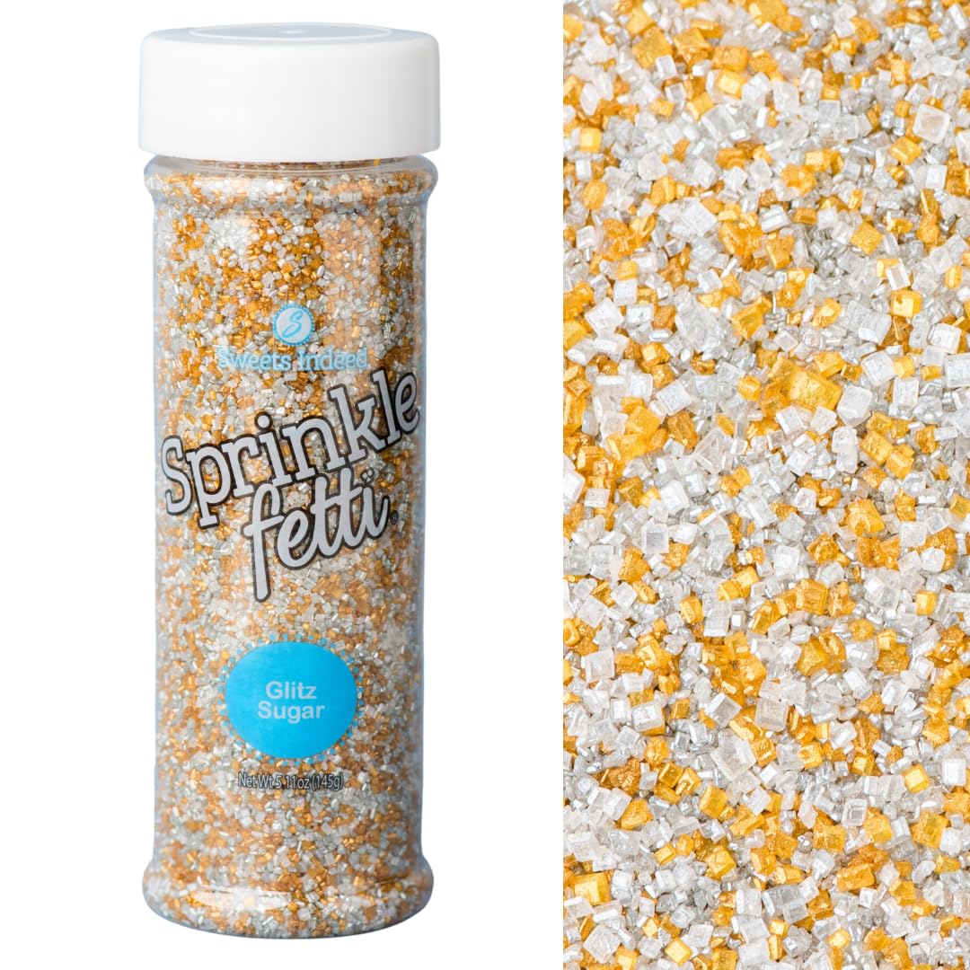 Sweets Indeed Sprinkles, Edible Sprinkle Sugar Mix, Perfect for Cake Decorations, Baking, Ice Cream, Cookies, Cupcake Topper, 5 ounces (Glitz)