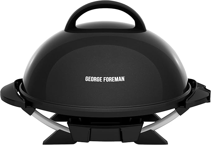 George Foreman Indoor/Outdoor Electric Patio Grill, Apartment Approved, 15-Serving, Removable Stand, Black