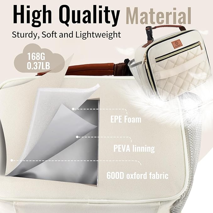 Genteen 2 Packs Lunch Box for Men Women Adults Kids - Insulated LunchBox Reusable, Zip Closure & Buckle Handle, Portable Cooler for Work, School, Travel (Black+White)