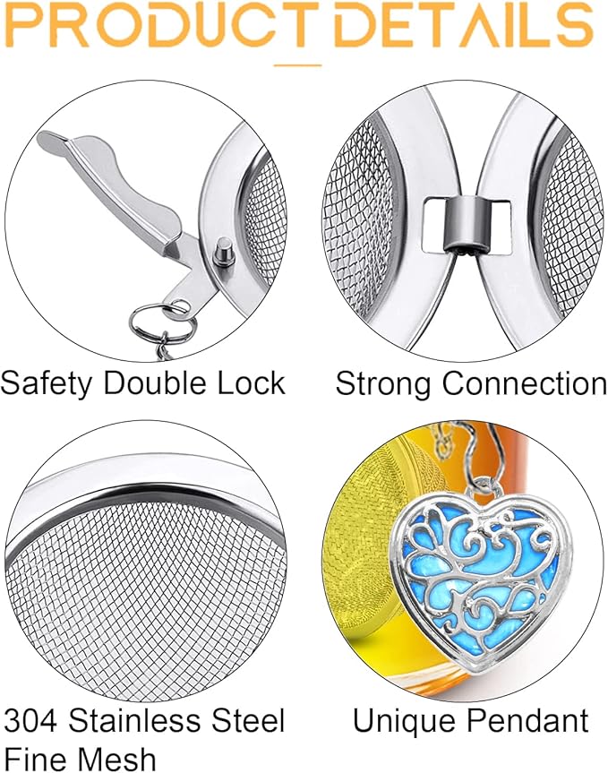 NSTaygate 2pcs Tea Infuser Tea Strainers for Loose Tea Luminous Heart Pendant Loose Leaf Tea Steeper Tea Ball Handmade Fluorescent Stone Tea Diffusers for Loose Tea Tea Sets for Women