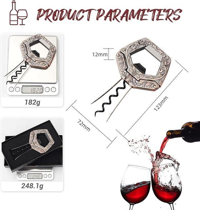 3 in 1 Ah So Two Prong Wine Opener & Cork Remover,It Can Remove The Older and Fragile Wine Corks so Easy for Connoisseurs to Uncork (Bronze)