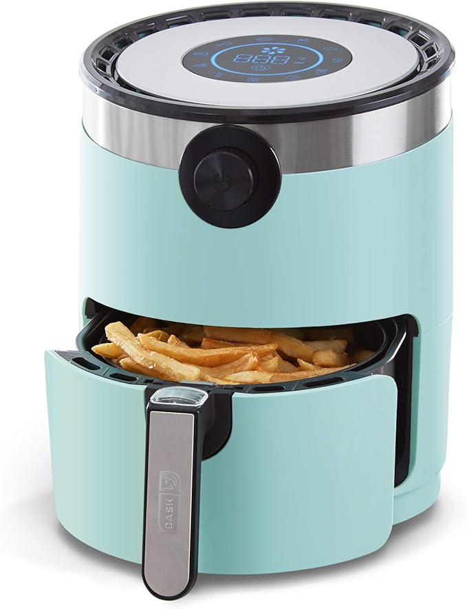 Dash AirCrisp® Pro Digital Air Fryer - Adjustable Temperature Control - Auto Shut-Off Feature & Multiple Presets - Removable Crisper Basket - 3 Quarts - Aqua
