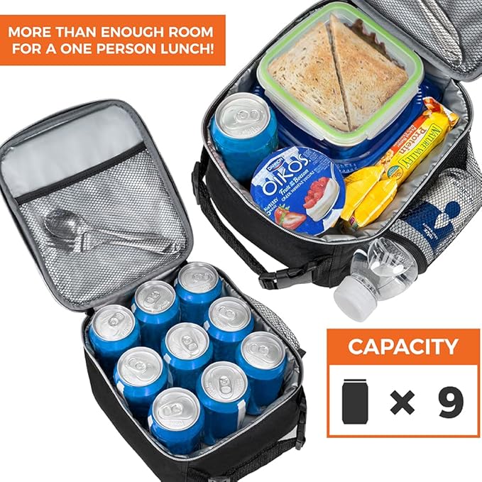 opux Premium Insulated Lunch Box, Soft School Lunch Bag for Kids Boys Girls, Leakproof Small Lunch Pail Men Women Work, Reusable Compact Cooler Tote Lunchbox for Office Adult, Camo Blue
