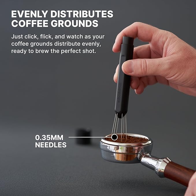 Subminimal Flick WDT Espresso Distribution Tool - Stirrer Tool For Barista-Grade Precision Brewing - Tamper w/Retractable Needles - Coffee & Espresso Machine Parts & Accessories