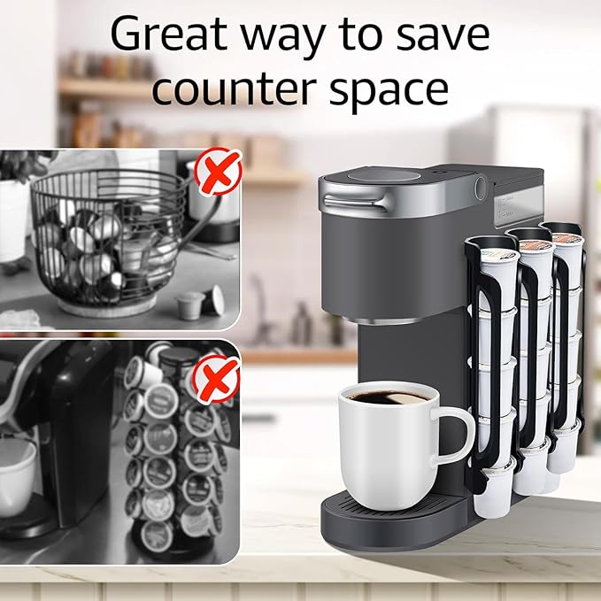 K Cup Holder for Keurig: Coffee Pod Holder for Counter Small Space - Kcup holder for Wall Mount (4, Rose Red)