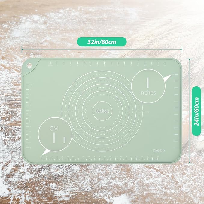 Silicone Pastry Mat 32"*24" Extra Thick Non Stick Baking Mat Food Grade Silicone Dough Rolling Mat with Edge Heightening Large