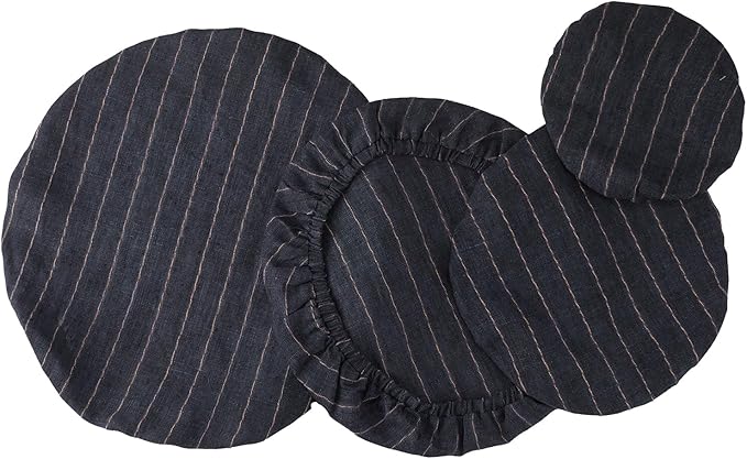 100% Pure Linen Bowl Covers For Bread Proofing, 4 Pcs Elastic Reusable Bowl Covers Large Ticking Striped Cloth Fabric Stretch Sourdough Lids, 6 * 8 * 10 * 12 Inches- Deep Blue