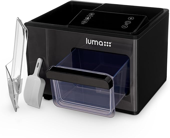 Luma Nugget Countertop Ice Maker, 44 lbs in 24 Hours, Black Stainless Steel Ice Machine, Perfect for Home Bar, Kitchen Countertop, RV, Home Office