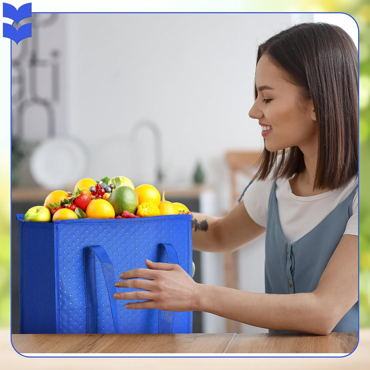 Paterr 4 Pcs Insulated Grocery Bags Large Reusable Insulated Cooler Bags with Zipper Top Shopping Totes for Hot or Cold Food
