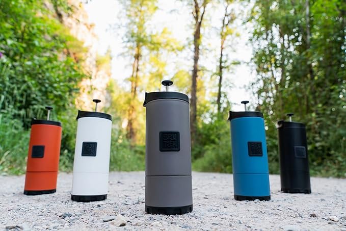 BruTrek® by Planetary Design OVRLNDR Travel Coffee French Press, 24 fl.oz Capacity, Double Wall Vacuum Insulated, Easy To Clean Removable Bottom, No Spill Lid, On The Go Coffee Brewing (Obsidian)