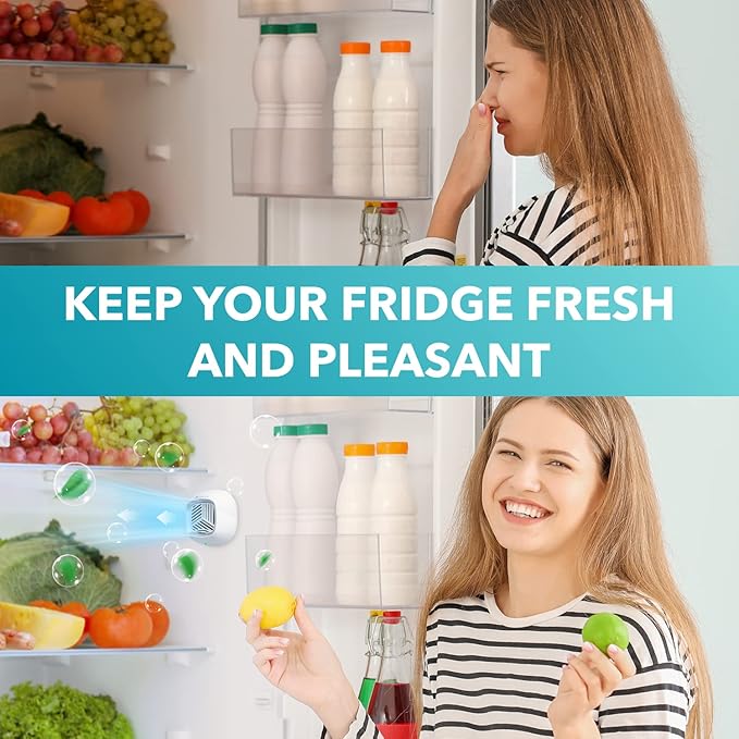 Fridge Deodorizer - Rechargeable Mini USB Refrigerator Deodorizer | Electric Fridge Odor Eliminator Absorber with Charcoal Filter Removes Fridge Smell | More Effective Than Baking Soda