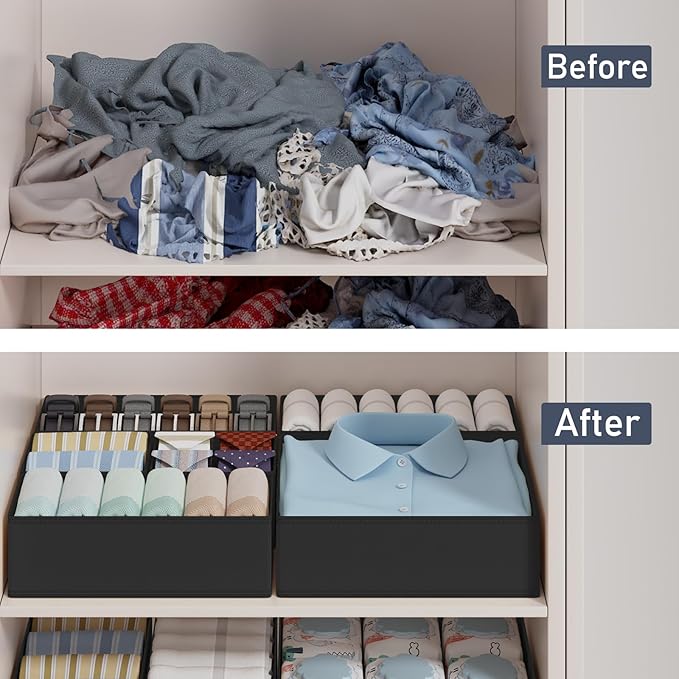 DIMJ Drawer Organizer Clothes Storage- 18 Pack Baby Dresser Organizer for Nursery, Foldable Closet Drawer Organizer Bins for Bedroom Organization, Fabric Storage Dividers for Socks, Underwears, Bras