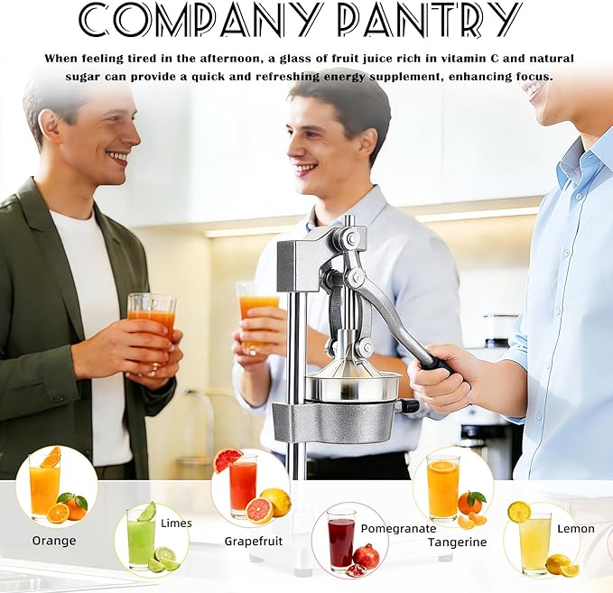 Cast Iron Juicer, Cast Iron Juicer Hand Press Heavy Duty, Peel-Free Juicing, Professional Lemon Orange Pomegranate Squeezer, Effortless, Stable, Easy Clean for Home, Bar, Commercial Use
