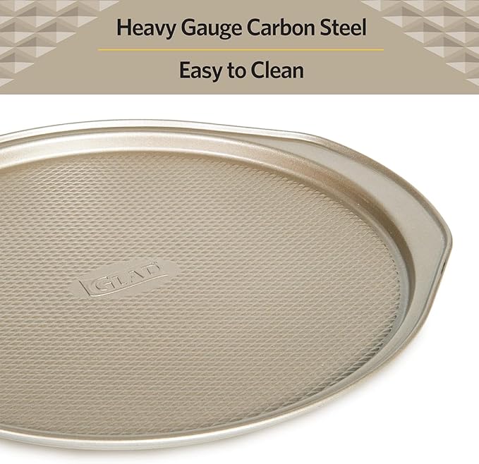 Glad Nonstick Large Pizza Pan for Oven | Round Baking Tray Textured Cooking Sheet Crisper Premium Bakeware Series for Home Kitchen (Pack of 6)