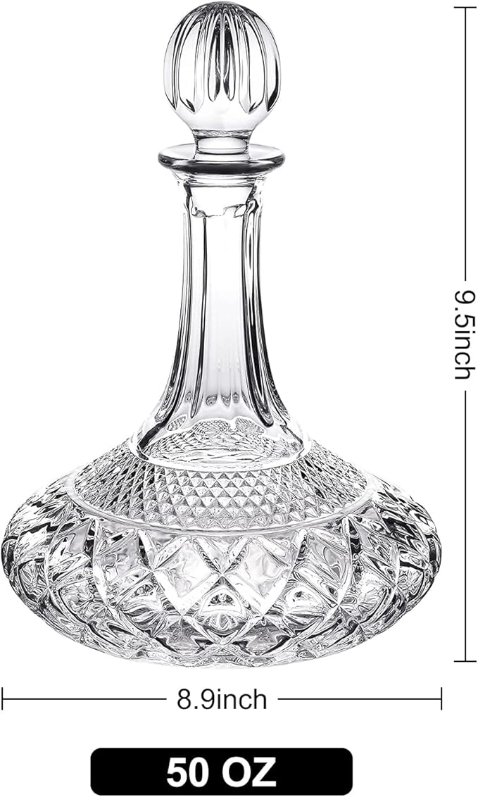 50oz Wine Decanter Crystal Bottle for Wine with Stopper- Top Red Wine Decanter Carafe Bottle with Luxury Box .Elegant Gift for Men/Women