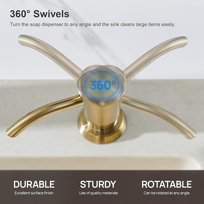 GAGALIFE Built in Counter Soap Dispenser for Kitchen Sink and Extension Tube Kit, Anti-Leakage Upgrade with 40" Tube No More Top Refill, Brushed Gold