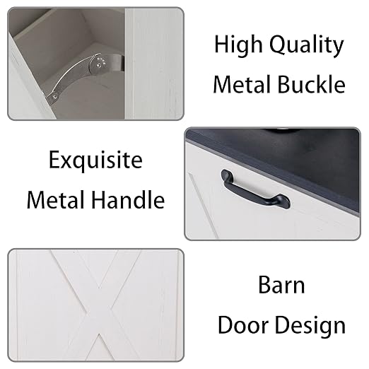 13 Gallons Tilt Out Trash Cabinet, Hidden Trash Can Cabinet Wooden Tilt Out Pet Proof Hidden Trash Bin Cabinet for Kitchen (Black and White)