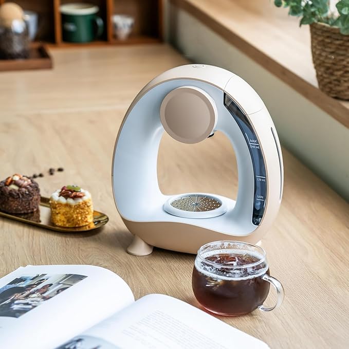 BENFUCHEN Pod and Grounds Single-Serve Coffee Maker, 2 in 1 One Cup Coffee Machine Compatible with K-Cup Pod & Coffee Grounds/Tea, Compact Design, 4-8oz, Champagne Color