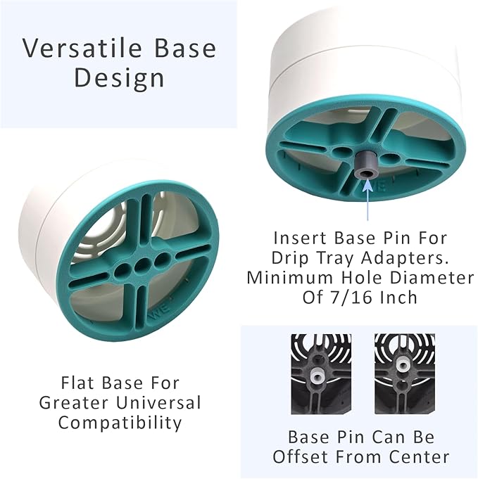 Elevate Anti-Splash Cup Riser Accessory for most Keurig K-cup, Cuisinart Single Serve, and other Coffee Makers, Adjustable for Cup Size and Drip Tray Type (White with Turquoise)
