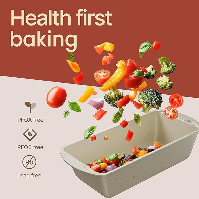 Nonstick Loaf Pan Set Pack of 4, Carbon Steel 11" Large Baking Bread Pan, Oven Safe Up to 450°F, PFOA, PFOS, PTFE Free, Space Saving Stackable Design, Stain Resistant, Dishwasher Friendly,White Marble