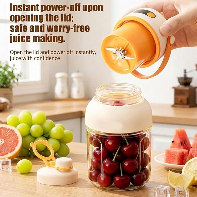 Portable Electric Juicer Cup With Zero Cord Hassle, Bottle Handheld Smoothie Mixer Cup Portable Fresh Juicer Blender, 33oz Personal Blender With Straw And Two Lids, For Shakes And Smoothies