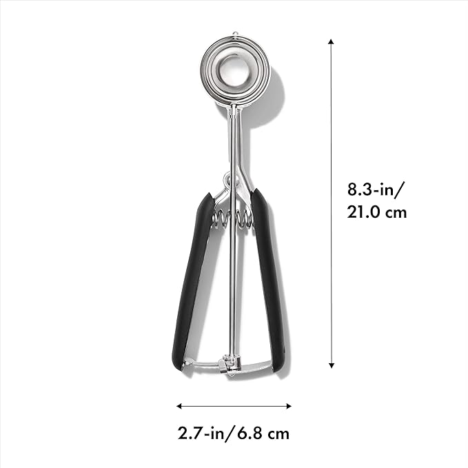 OXO Good Grips Medium Cookie Scoop,Black/Silver and OXO Good Grips Stainless Steel Scraper & Chopper,Silver/Black
