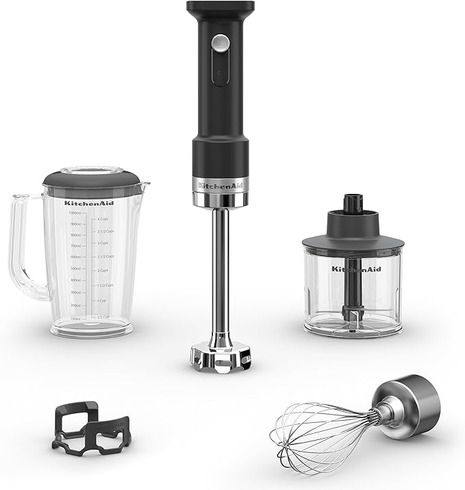 KitchenAid Go Cordless Hand Blender with Accessories - battery sold separately, KHBRV05, Black Matte