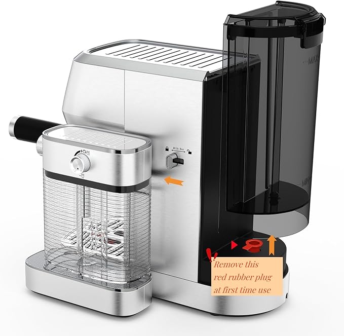 MAttinata Cappuccino Coffee Machine with Automatic Milk Frother, Compact Espresso Machine with Pressure Gauge, Stainless Steel Cappuccino Maker with for Home, Office